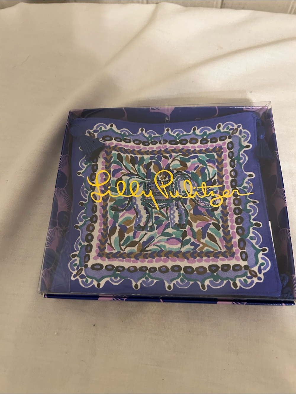 NIB Lilly Pulitzer “ Blue Grotto Fan Favorite “ Cloth Cocktail Napkins Set Of 4